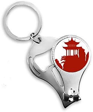 Китайски Павилион Планински Контур Илюстрации Ножица За Нокти Халка Ключодържател Отварачка За Бутилки Машина