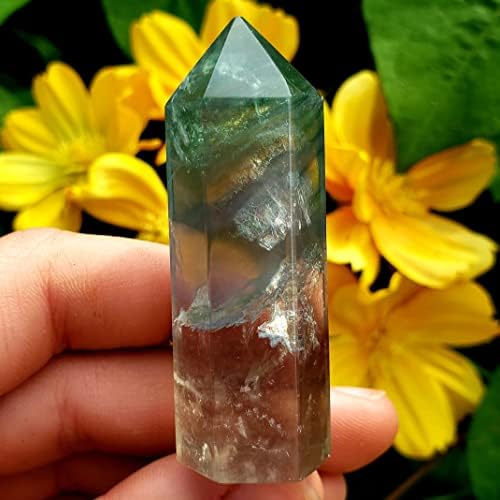Флуорит Естествен полиран Метафизически Crystal Чакра с постоянна точка Изцеление, Скъпоценен Камък Клас А -