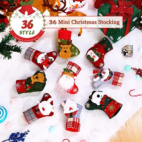 72 Опаковки Мини-Коледни Чорапи 3D Дядо коледа, Снежен човек Чорапи с Елен и Мече декорация за коледната Елха