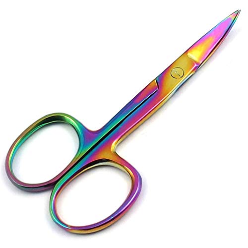 LAJA ВНАСЯ Комплект от 5 Многоцветни Титанови Ножица за нокти Rainbow Cuticle, Извити 3,5