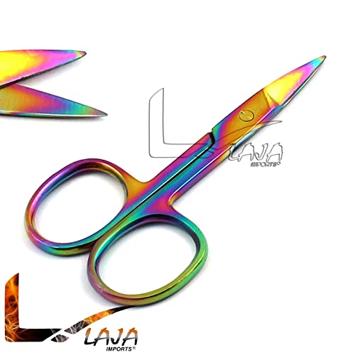 LAJA ВНАСЯ Комплект от 5 Многоцветни Титанови Ножица за нокти Rainbow Cuticle Директни 3,5