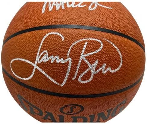 Лари Бърд и Меджик Джонсън са подписали Официалните Баскетболни топки Spalding NBA Basketball БАН/PSA - Баскетболни