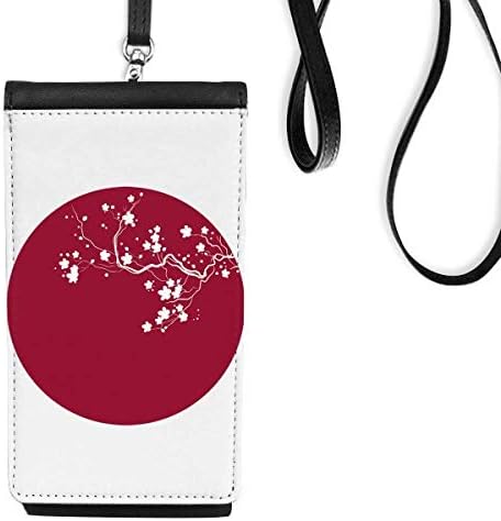 Художествена Кръгла Илюстрация На Япония Телефон В Чантата Си Портфейл Окачен Мобилен Калъф Черен Джоба