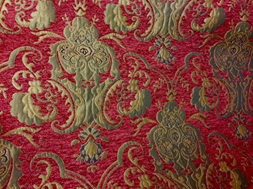 Дамасская тъкани от шенилна, цвят червен / златен, се продава на цена ярд 58