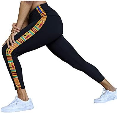 Дамски Чорапогащи за йога Dupsie's Washoge Accrah с Висока Талия, Спортни Гамаши-панталони с Шарени принтом в африканския стил Kente (XS-2X)
