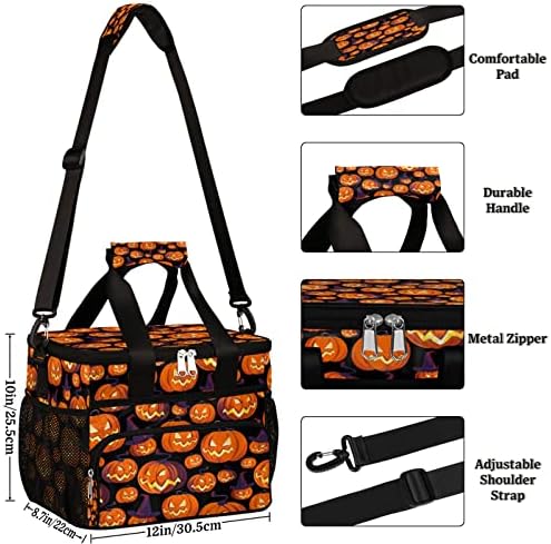 Голяма Изолирано чанта за Обяд за Жени И Мъже С Красиви Светлини на Хелоуин, за многократна употреба Обяд-Бокс