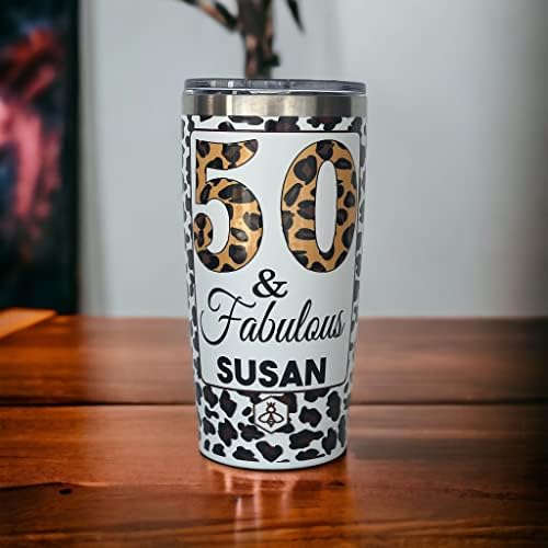 Подаръци Biddlebee на 50-ия ден от раждането, Жените Пътна Кафеена чаша с капака-слайдер | 20 унции, Непромокаемая