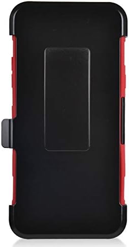 Eaglecell - Съвместим с LG G8 ThinQ - Хибриден Брониран калъф за телефон със стойка / кобур за колан - CV1 Червен