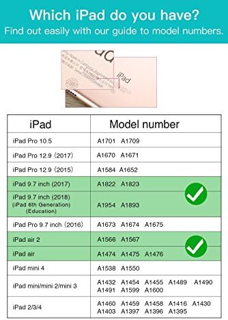 Калъф Dteck за iPad е 9,7 инча 2017 2018 / iPad Air 2 / iPad Air - Калъф-книга с множество ъгли, смарт поставка