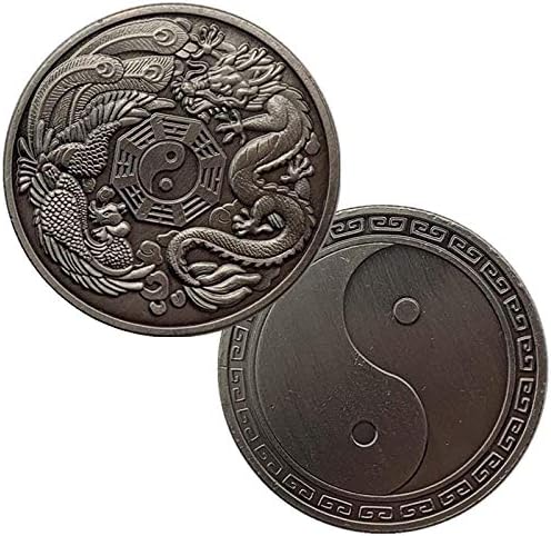 Китайски Дракон и Феникс Клюки Посеребренный Запомнящо се Икона Монети за Игри Пътна Монета с Предпазен Ръкав