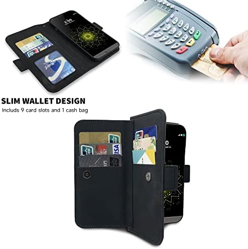 Furiet е Съвместим с LG G5 Чанта-портфейл Каишка за китката Каишка Кожена Капака Държач за карти Поставка за