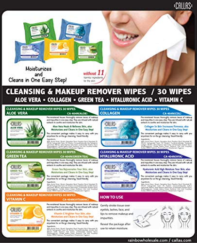 Callas Нови Почистване кърпички за отстраняване на грим с витамин С (30 парчета по 12 броя в опаковка)