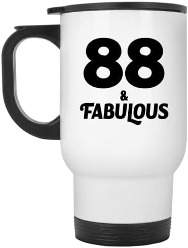 Designsify 88-ия Рожден Ден на 88 & Fabulous, Бяла Пътна Чаша 14 грама, на Изолиран Чаша от Неръждаема Стомана,