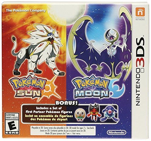 Двоен комплект Pokemon Sun и Pokemon Moon - 3 Бонус фигурки pokemon Първия партньор (Nintendo 3DS)