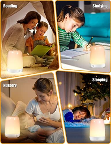 Лека нощ за Деца, Детски нощна светлина със Сензорен контрол и Регулиран Топла светлина, 5 Цвята, Променящия Цвят, лека нощ за детски, USB Акумулаторна Нощна Лампа за К