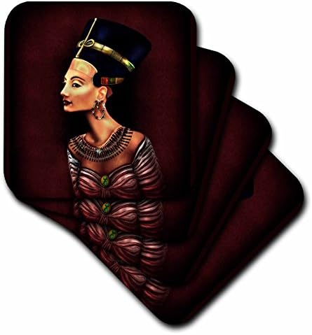 3dRose CST_15330_1 Портрет на Нефертити в рамките на древната египетска артефакт. Меки подложки (комплект от