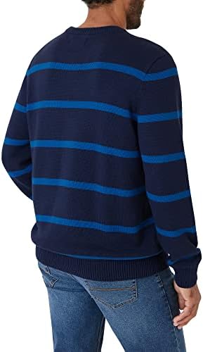 Мъжки пуловер Chaps – Класически Мъжки Пуловер Памук райе с кръгло деколте средно тегло (S-2XL)