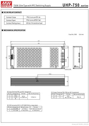 Meanwell UHP-750-36 36V 20.9 A 752W Тънък Тип с импулс източник на захранване LED ПФК