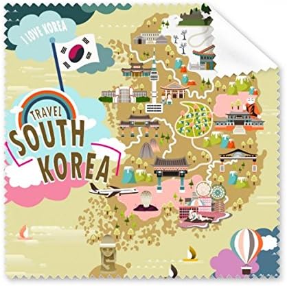 Карта на Южна Корея Любов Пътуване Плат За Почистване на Екрана на Телефона за Пречистване на Точки 5шт