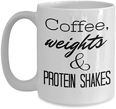 Кафеена чаша за фитнес - Кафе, гири и протеинови шейкове - подарък за штангиста, личен треньор, фитнес зала.