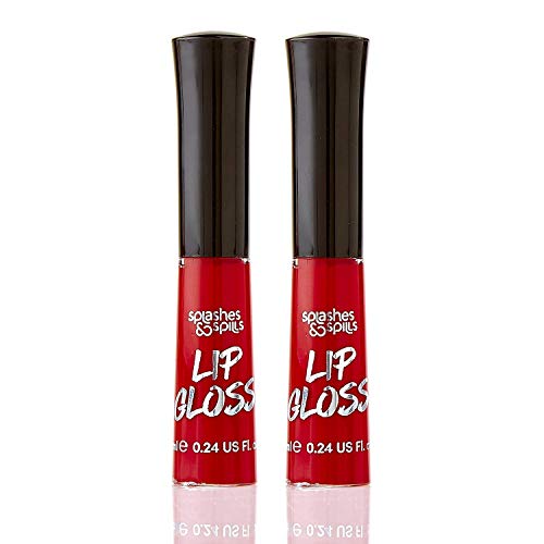 Луксозен черен гланц за устни - Ярък цвят с пълно покритие и блестящи дюзи, Хидратиращи формула подхранва устните - 2 опаковки - by Splashes & Spills