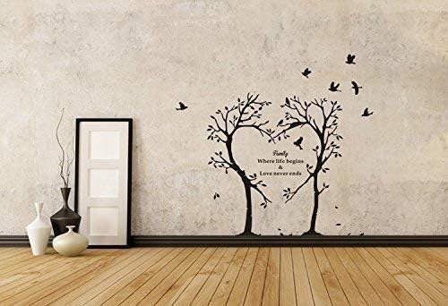 Серия BooDecal Nature Сърцето Дърво Цитат Стикер За Стена, Стенни Стикер Декор за Детска Спалня Хол 39 см x 35 см