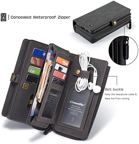 Чанта-портфейл XRPow за Galaxy S22 5G, [Сменяем магнитен 2 в 1], Здрав калъф-клатч от изкуствена кожа с джоб