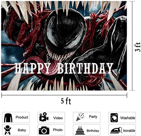 Фон за Рожден Ден MengGeGe Venom 2, Нека да Бъде Клане, Тканевое Тематично Украса За Парти За Момче, Възрастни
