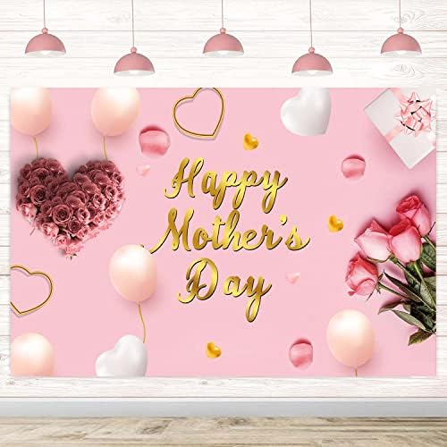 Банер с Ден на Майката, на Фона с Розово Цвете Аз обичам Мама Банер с Деня на Майката, Декорации с Майка си Ден, за парти, Декорация на Банера на Ден на Майката