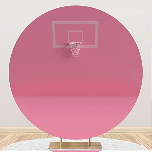 DASHAN 7,5x7,5 фута Розово Тематичен Кръг Фон за Снимки, Розово Баскетболното Пръстен, Фон за спорт, Фитнес