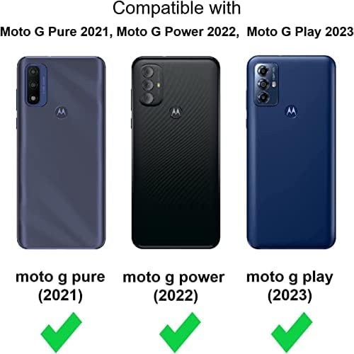 Стилен калъф-портфейл за Motorola Moto G Pure (2021)/ Moto G Power (2022)/ Moto G Play (2023), [9 слотове за карти] Подвижна Регулируема Каишка за Колиета През рамо, Презрамка за Носене с цип 6,5 , Че
