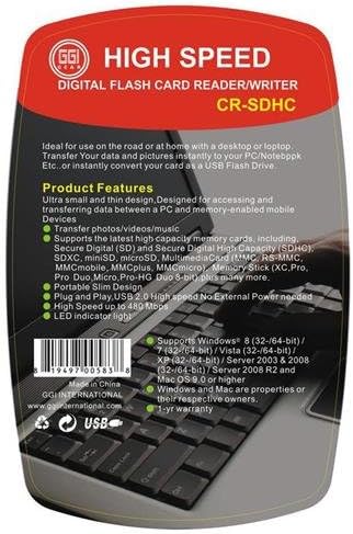 Устройство за четене на защитени с цифрови (SD/SDHC) флаш карти GGI CR-SDHC карта с интерфейс USB 2.0