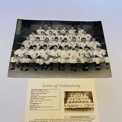 Отборът на Шампионите от Световна серия Детройт Тайгърс 1945 година Подписа Голяма Винтажную снимка JSA COA