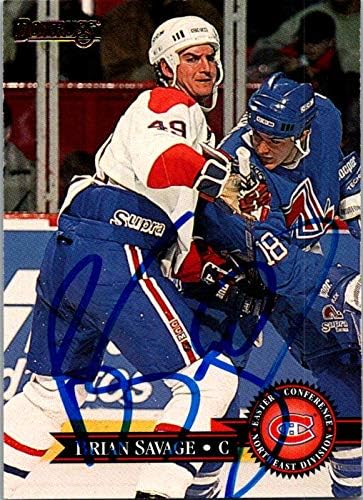 Autograph Warehouse 653885 Хокейна карта на Брайън Сэвиджа с автограф - Монреал Канадиенс, 1995 Донрусс - №20