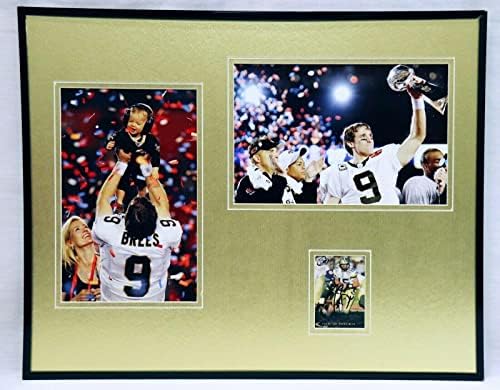 Карта за начинаещи с автограф Дрю Бриса в Рамка с размер 16х20 мм и Phototypesetting JSA Super Bowl XLIV - Снимки NFL с автограф