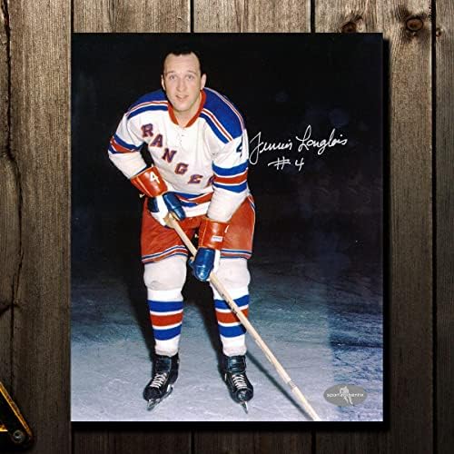 Снимка Джуниора Ланглуа Ню Йорк Рейнджърс с автограф 8x10 - Снимки на НХЛ с автограф