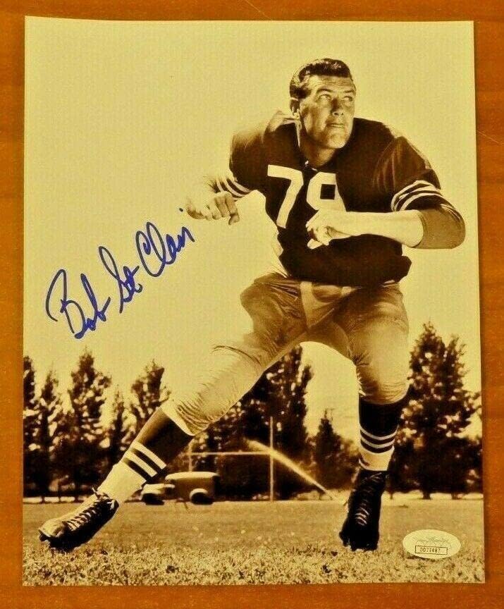 Футболен клуб Bob St. Clair HOF е Подписал снимка с размер 8x10 с JSA COA - Снимки NFL с автограф