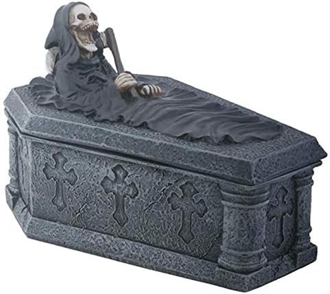 Ковчег за Бижута YTC Grey Skeleton Grimm Reaper, Украсена с Украшения във формата на Ковчег