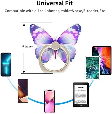 Пръстен за мобилен телефон TACOMEGE от лилаво метал във формата на пеперуда с прозрачни дръжка във формата на