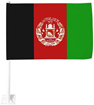 Афганистанският флаг Кола Флаг 12 X 18 Инча Двупосочен Автомобилен Знаме На Прозореца Открит Автомобилен Интериор