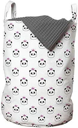 Чанта за дрехи Ambesonne Panda, с Продължаващата Принтом под формата на Голове с Корона, Cartoony един Фантастичен