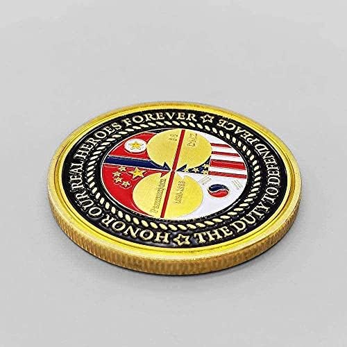 Възпоменателна Монета на Корейската война Медал с Цветен Флага, Монета в 38 Линии, Копие Медалите на Корейската