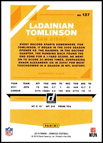 2019 Donruss #137 ЛаДайниан Томлинсън, Ню Йорк-MT Los Angeles Chargers, Официално Лицензирана търговска карта NFL