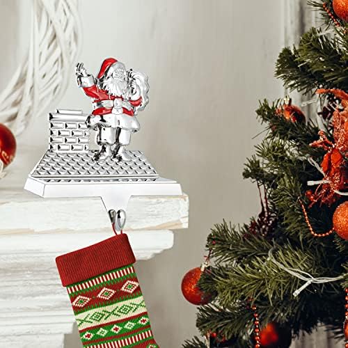 Комплект от 2 коледни притежателите за отглеждане Klikel Титуляр за отглеждане на Дядо Коледа и Коледната елха, за да мантия - Блестящата сребристо-червена закачалка з