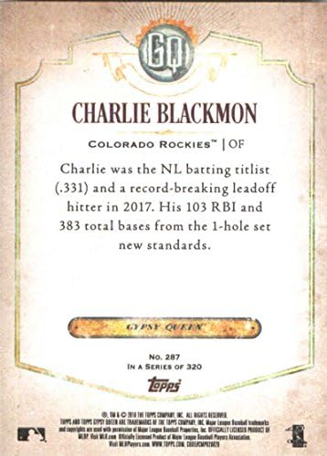 2018 Бейзболна картичка Topps Gypsy Queen 287 Чарли Блэкмон Колорадо в Скалистите Планини - GOTBASEBALLCARDS