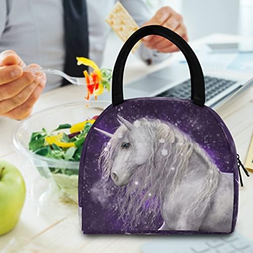 ALAZA Snow Unicorn Чанта за Обяд, Тоут, Изолирани Чанти-Охладители, за многократна употреба Контейнер за Обяд,