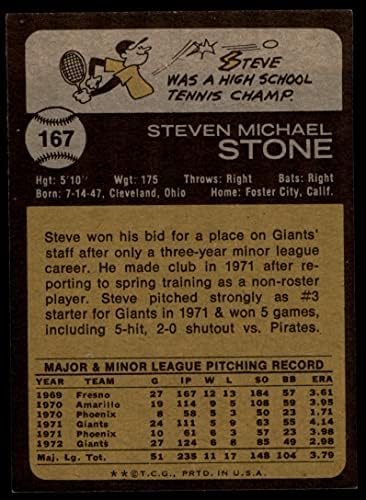 1973 Topps 167 Стив Стоун Сан Франциско Джайентс (Бейзболна карта) в Ню Йорк+ Джайентс