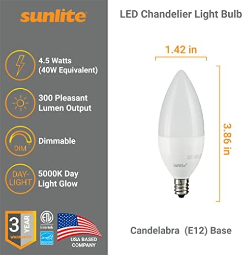 Полилей Sunlite 80781 LED B11 с матирано торпедообразным фитил, 4,5 W (еквивалент на 40 W), На 300 Лумена, на