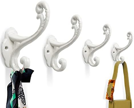 Декоративни стенни куки в селски стил – Луксозен комплект от 4 стенни куки за дрехи, чанти, кърпи и много Други – Реколта куки за декор на фермерска къща - Здрави жел