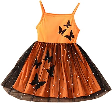 Празнична рокля KAGAYD За момичета, Фатиновое рокля Без ръкави с принтом пеперуди За Деца, Детско рокля на подтяжках